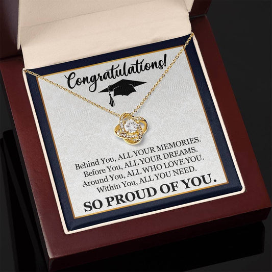 Graduation - So Proud Of You - Congratulations - Love Knot Necklaces - The Shoppers Outlet