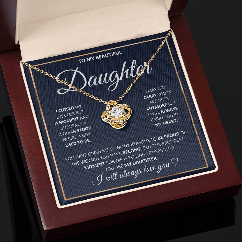 Gift For Daughter - To My Beautiful Daughter - Love Knot Necklace - The Shoppers Outlet
