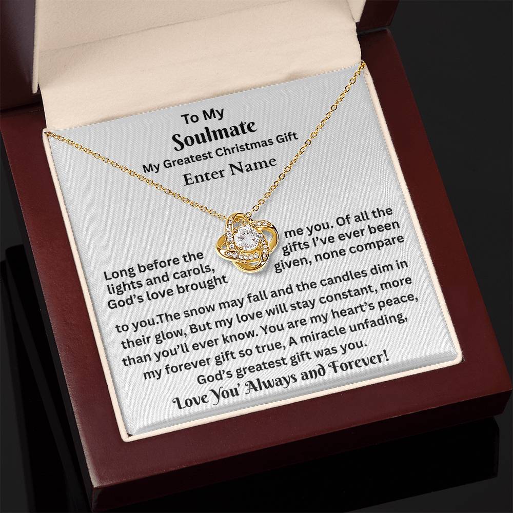 Gift For Soulmate - My Greatest Christmas Gift - Personalized Message Card - Love Knot Necklace