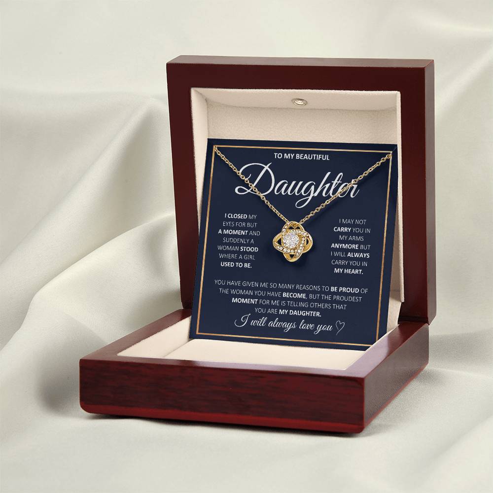 Gift For Daughter - To My Beautiful Daughter - Love Knot Necklace - The Shoppers Outlet