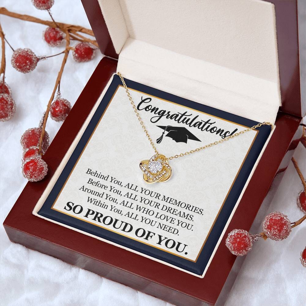 Graduation - So Proud Of You - Congratulations - Love Knot Necklaces - The Shoppers Outlet