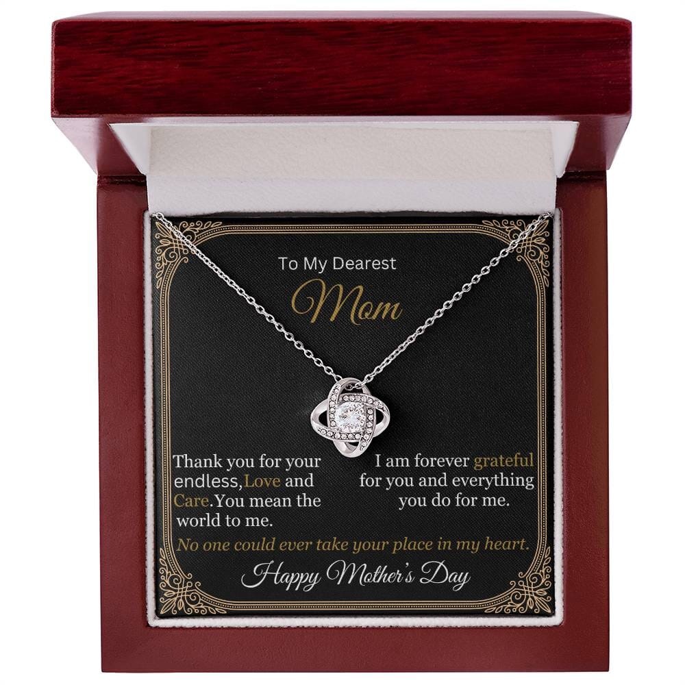 Gift For Mom - To My Dearest Mom - Thank You For Your Endless Love And Care - Love Knot Necklaces - The Shoppers Outlet