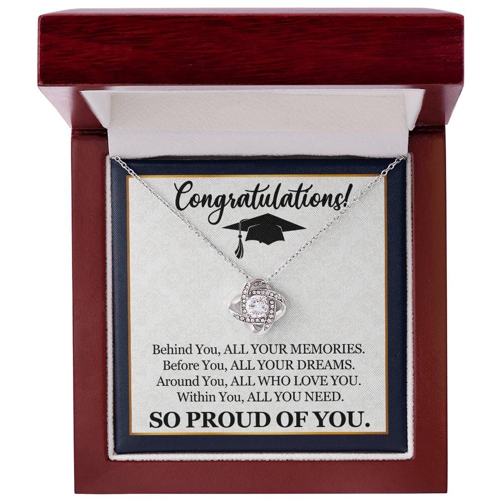 Graduation - So Proud Of You - Congratulations - Love Knot Necklaces - The Shoppers Outlet