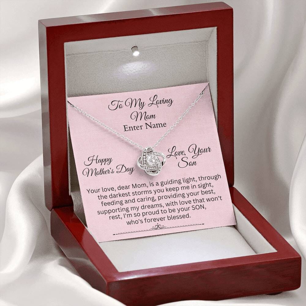 Gift For Mom - Your Love Dear Mom Is A Guiding Light - PERSONALIZED GIFT - Love Knot Necklaces - The Shoppers Outlet
