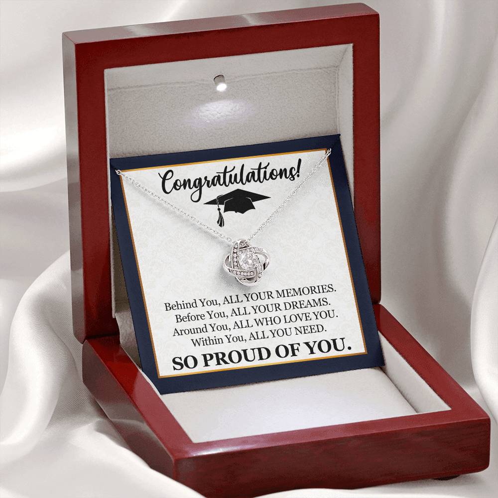 Graduation - So Proud Of You - Congratulations - Love Knot Necklaces - The Shoppers Outlet