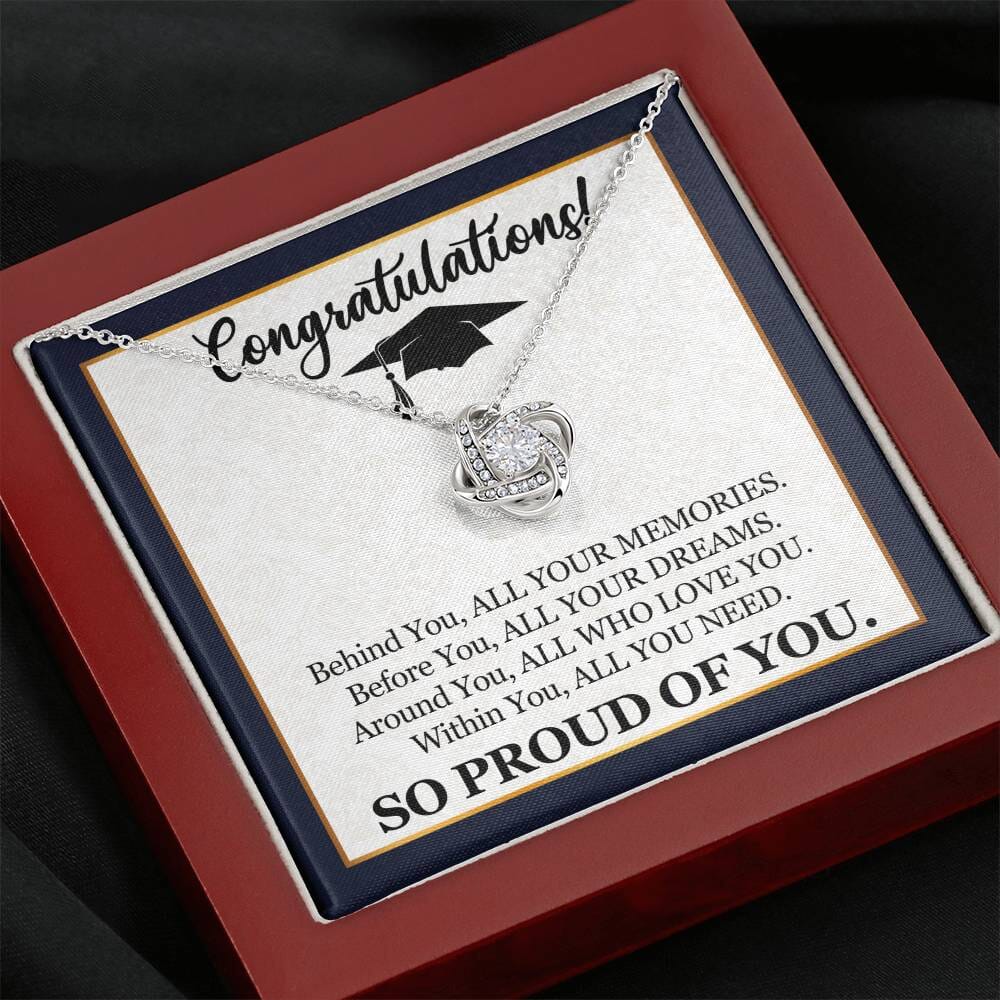 Graduation - So Proud Of You - Congratulations - Love Knot Necklaces - The Shoppers Outlet