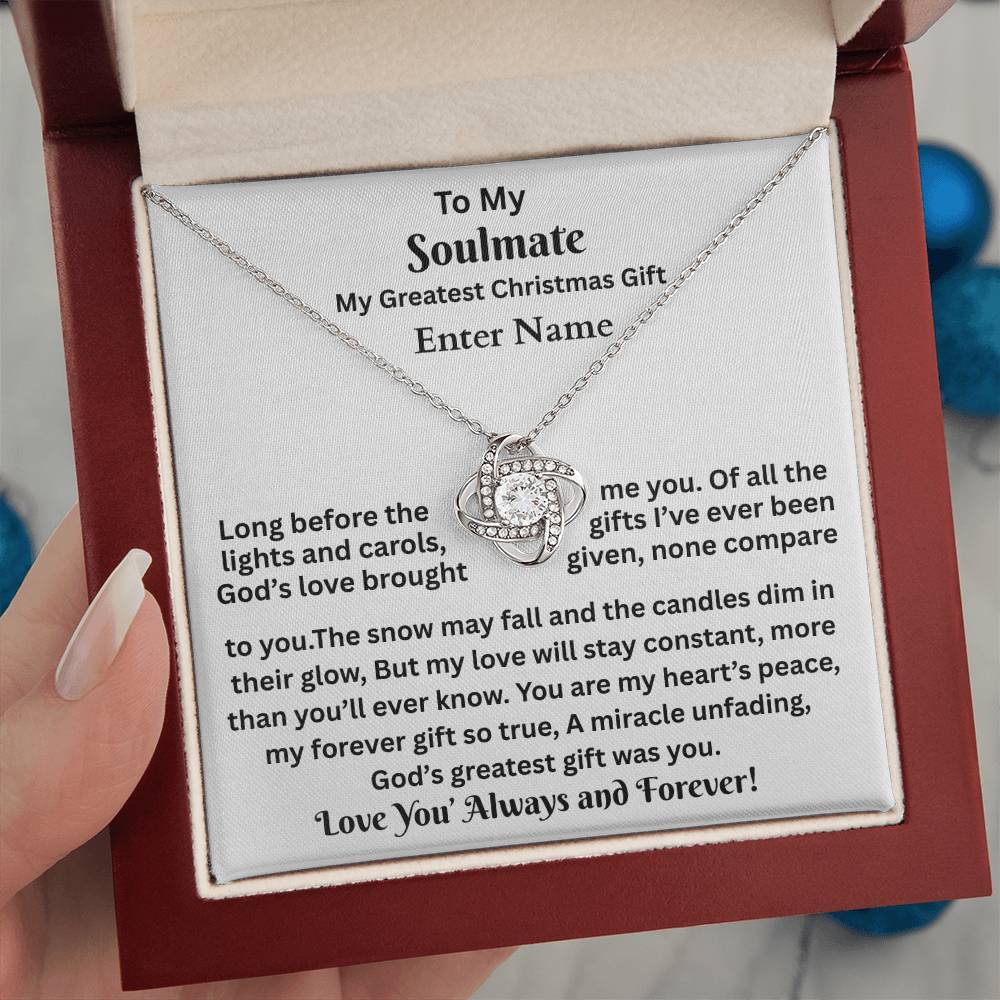 Gift For Soulmate - My Greatest Christmas Gift - Personalized Message Card - Love Knot Necklace