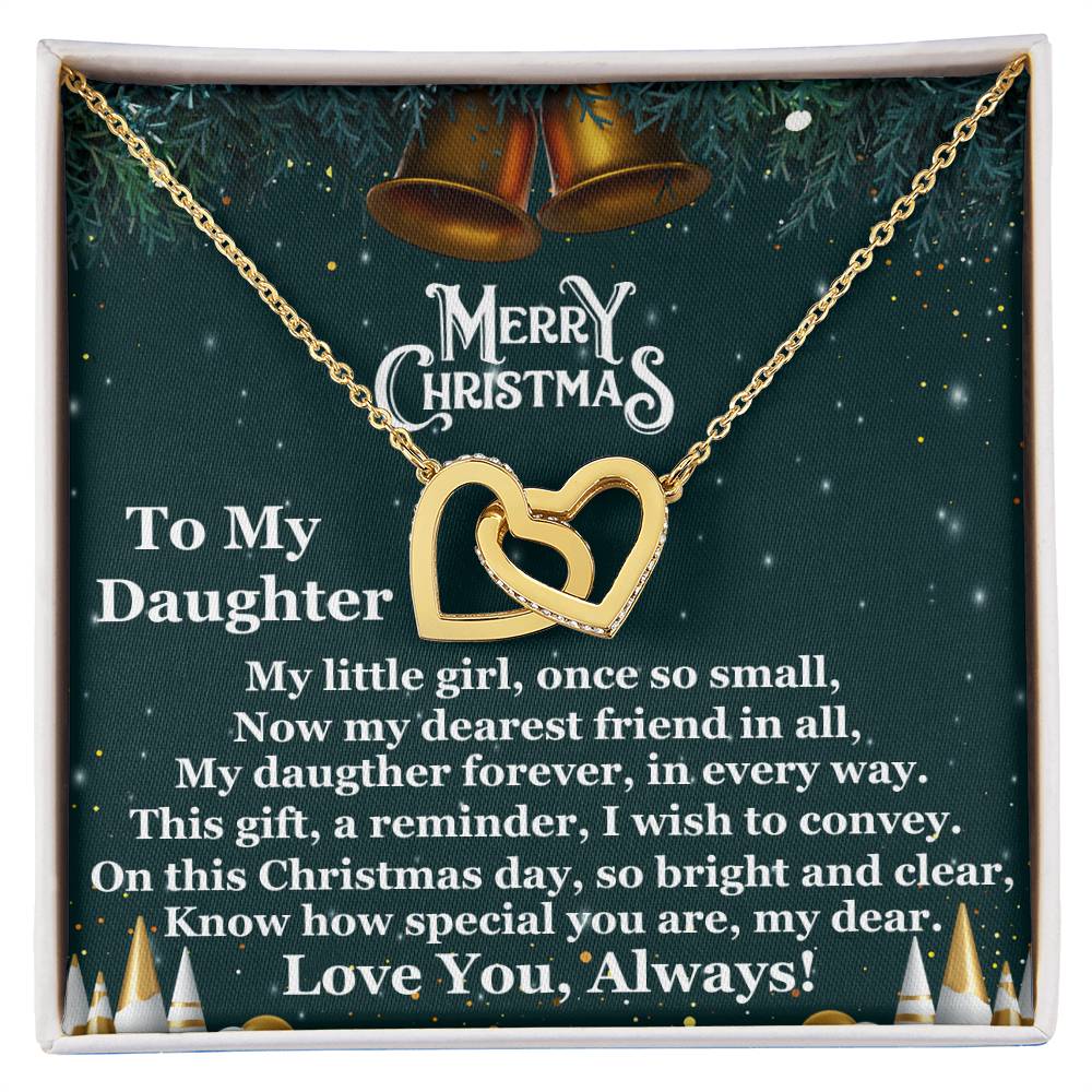 Daughter - Merry Christmas - My Little Girl - Interlocking Hearts Necklaces - The Shoppers Outlet
