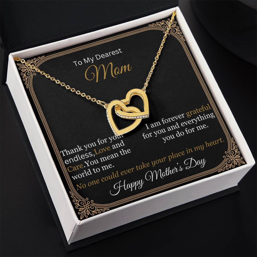 Mom - To My Dearest Mom - Thank You For Your Endless Love And Care - Happy Mother's Day - Interlocking Hearts Necklaces - The Shoppers Outlet