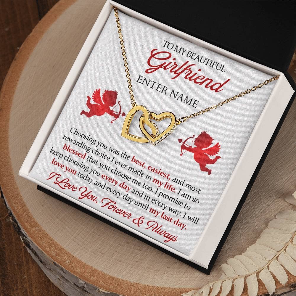 Gift For Girlfriend - I Will Love You Today and Every Day - Interlocking Hearts Necklaces - The Shoppers Outlet