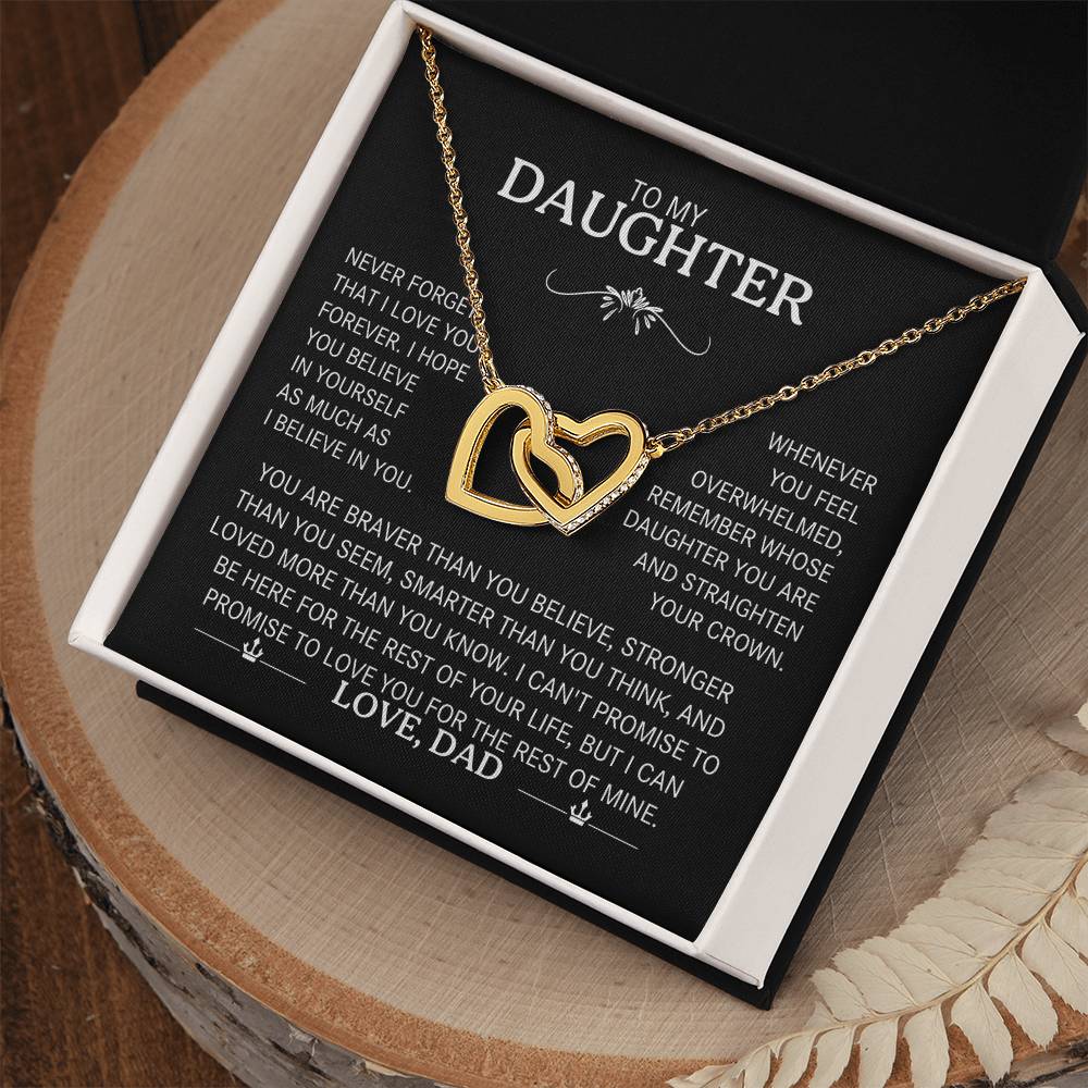 Gift For Daughter - Never Forget That I Love You - Interlocking Heart Necklace - The Shoppers Outlet