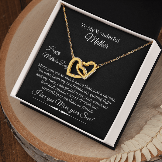 Gift For Mom - Mother's Day - I Love You - Interlocking Hearts Necklaces