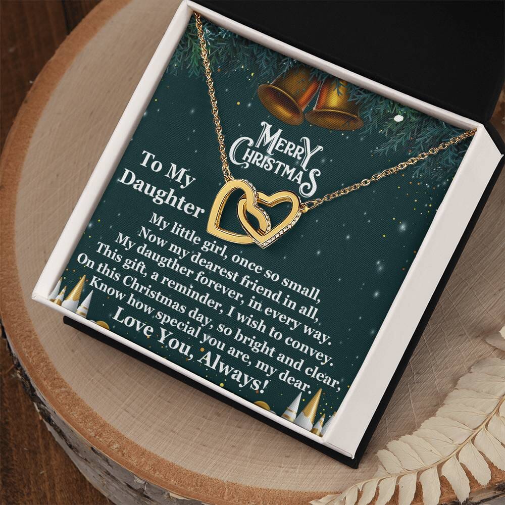 Daughter - Merry Christmas - My Little Girl - Interlocking Hearts Necklaces - The Shoppers Outlet