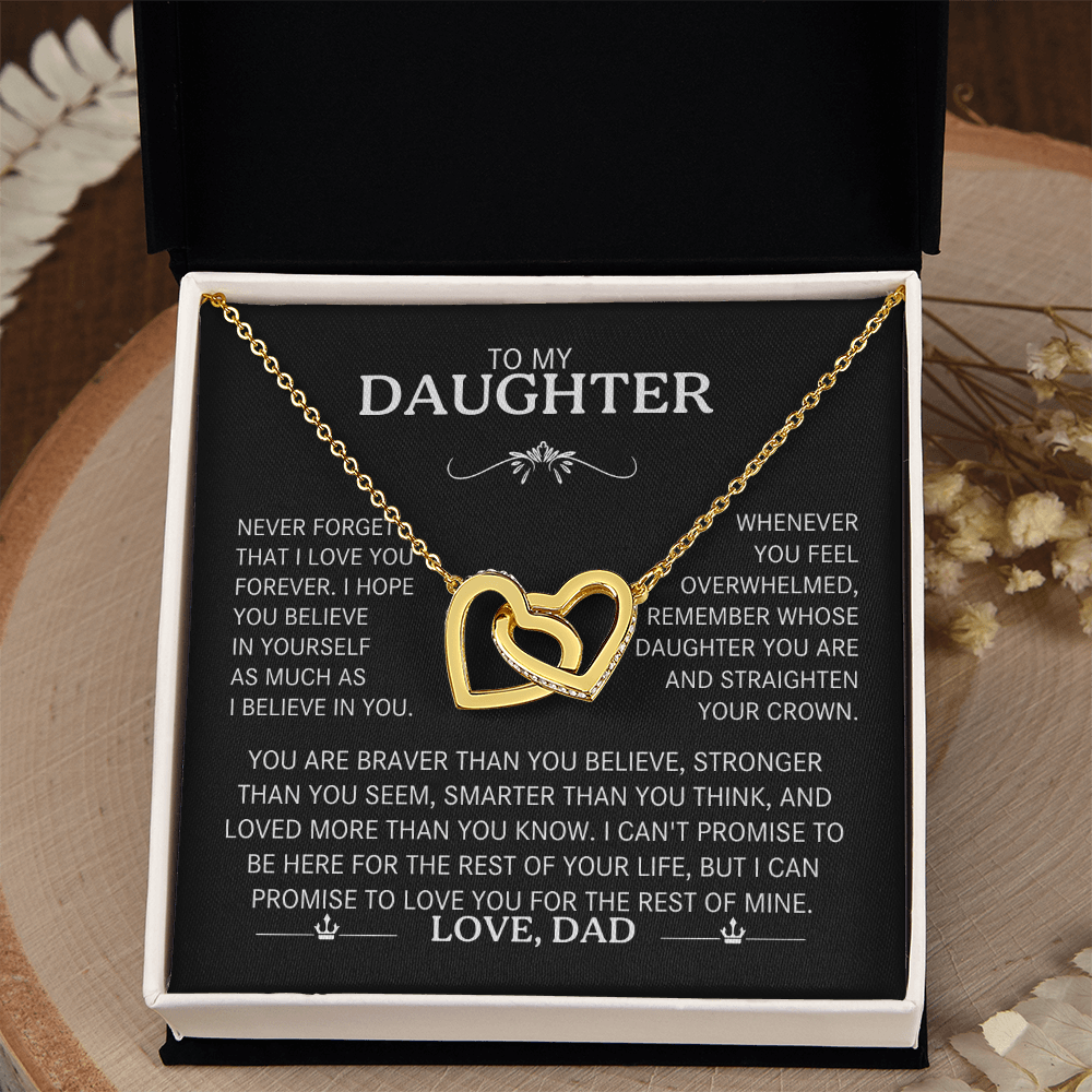 Gift For Daughter - Never Forget That I Love You - Interlocking Heart Necklace - The Shoppers Outlet