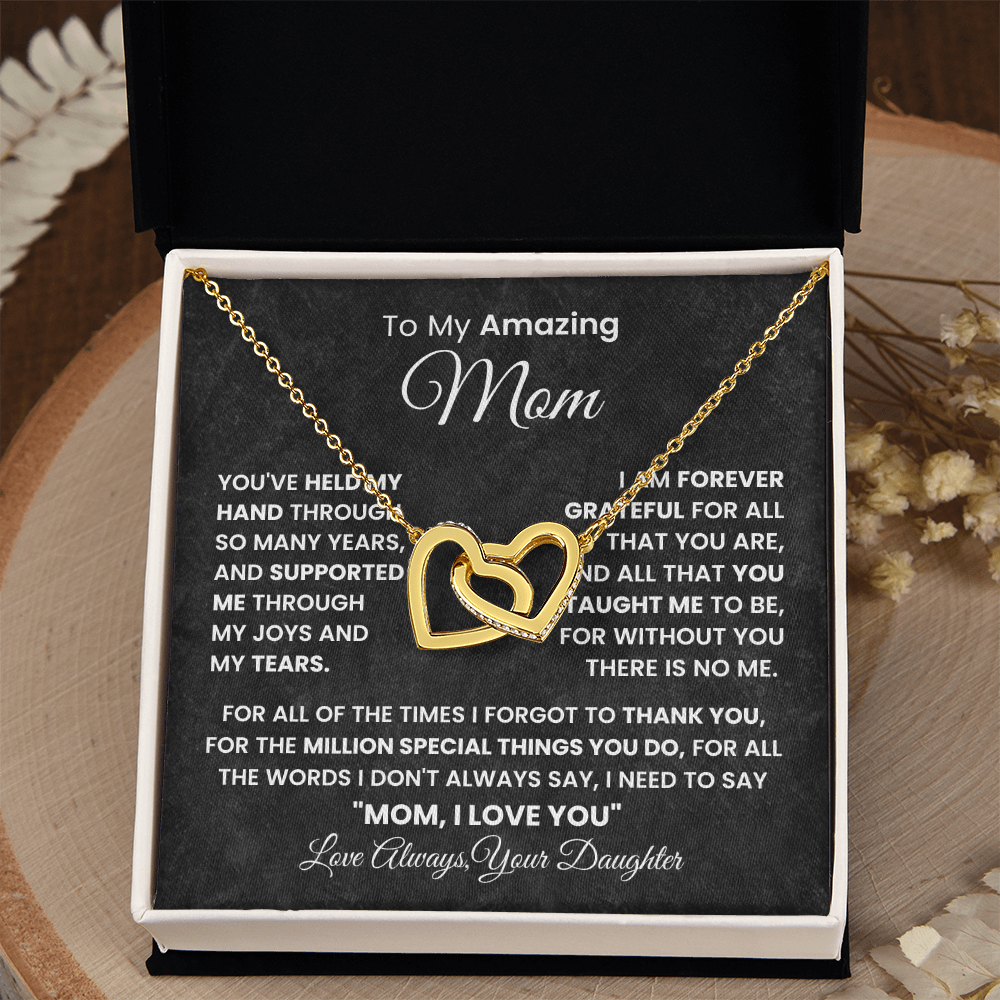 Gift For Mom - To My Amazing Mom - Interlocking Hearts Necklaces