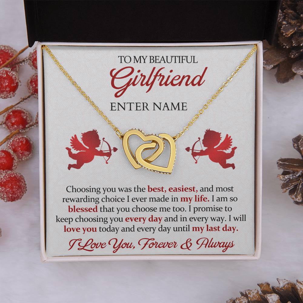 Girlfriend - I Will Love You Today and Every Day - Interlocking Hearts Necklaces - The Shoppers Outlet