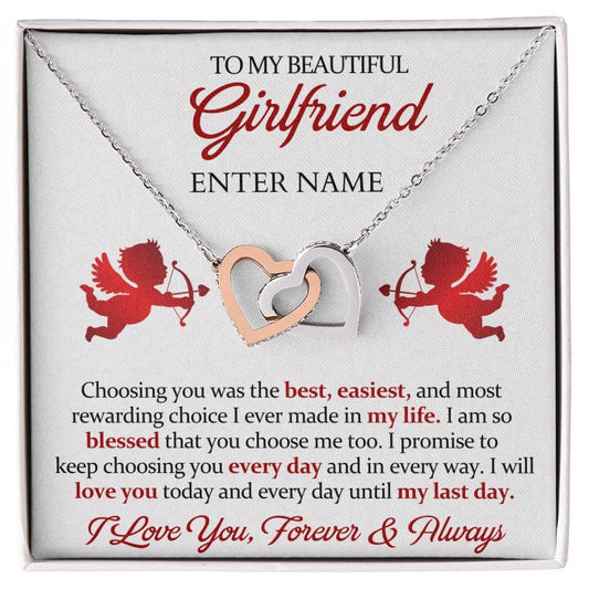 Girlfriend - I Will Love You Today and Every Day - Interlocking Hearts Necklaces - The Shoppers Outlet