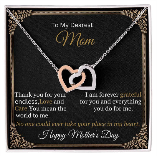 Gift For Mom - Thank You For Your Endless Love And Care - Interlocking Hearts Necklaces - The Shoppers Outlet