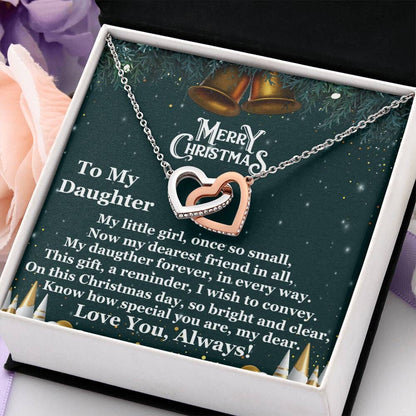 Daughter - Merry Christmas - My Little Girl - Interlocking Hearts Necklaces - The Shoppers Outlet