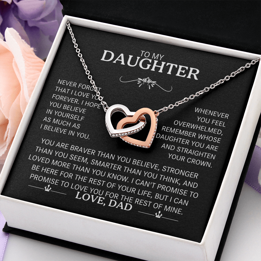 Gift For Daughter - Never Forget That I Love You - Interlocking Heart Necklace - The Shoppers Outlet