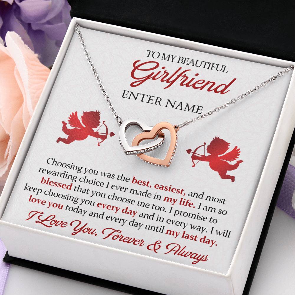 Girlfriend - I Will Love You Today and Every Day - Interlocking Hearts Necklaces - The Shoppers Outlet