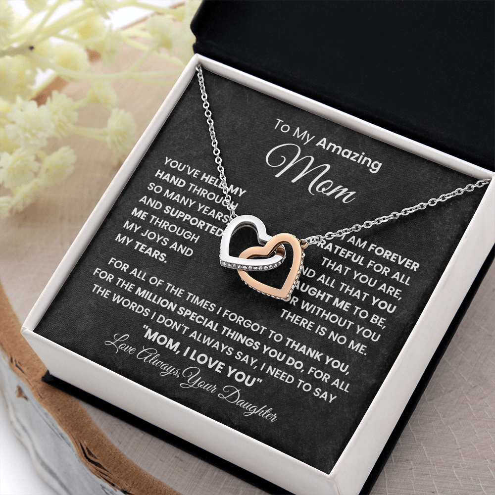 Gift For Mom - To My Amazing Mom - Interlocking Hearts Necklaces