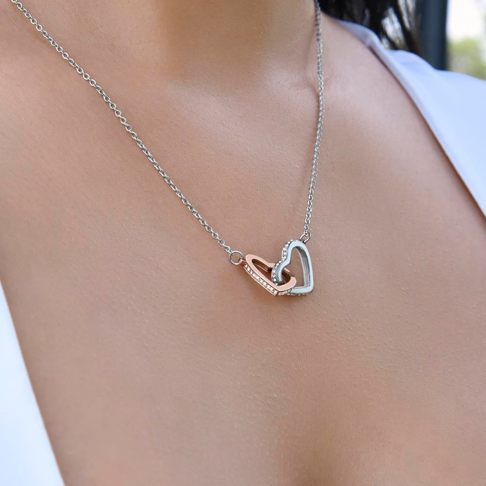 Daughter - My Little Girl Yesterday - Merry Christmas - Interlocking Hearts Necklace - The Shoppers Outlet