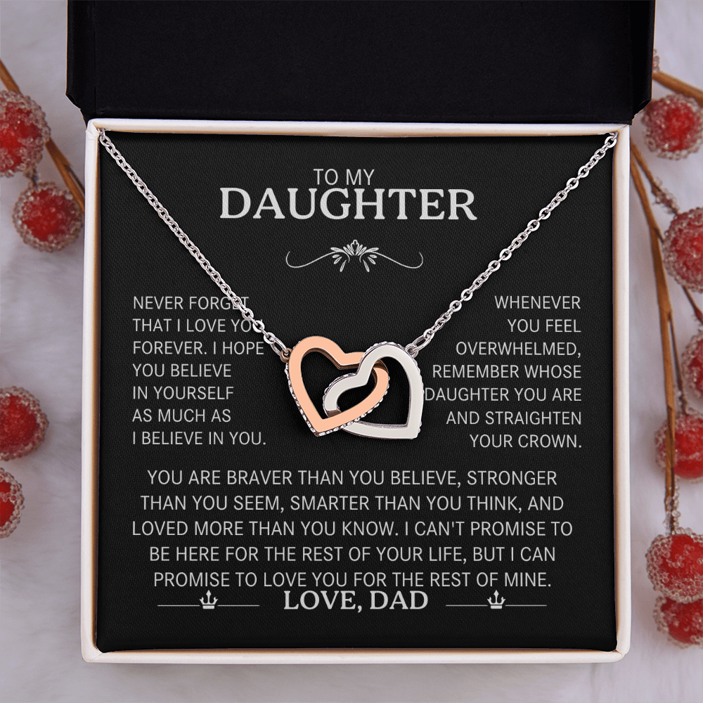 Gift For Daughter - Never Forget That I Love You - Interlocking Heart Necklace - The Shoppers Outlet