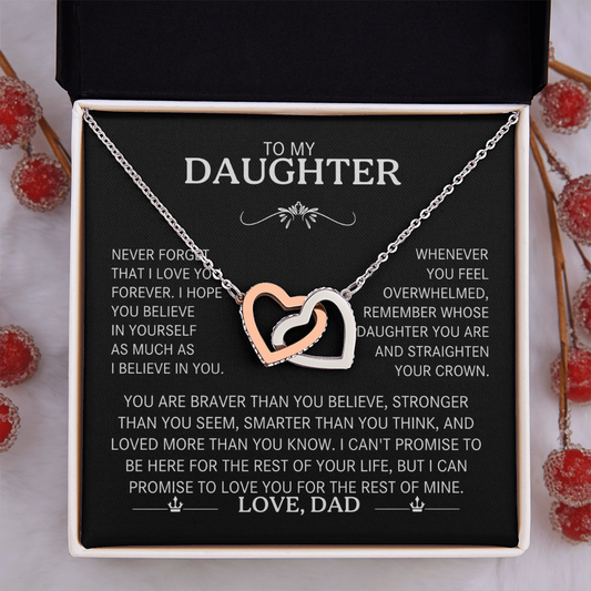 Gift For Daughter - Never Forget That I Love You - Interlocking Heart Necklace - The Shoppers Outlet