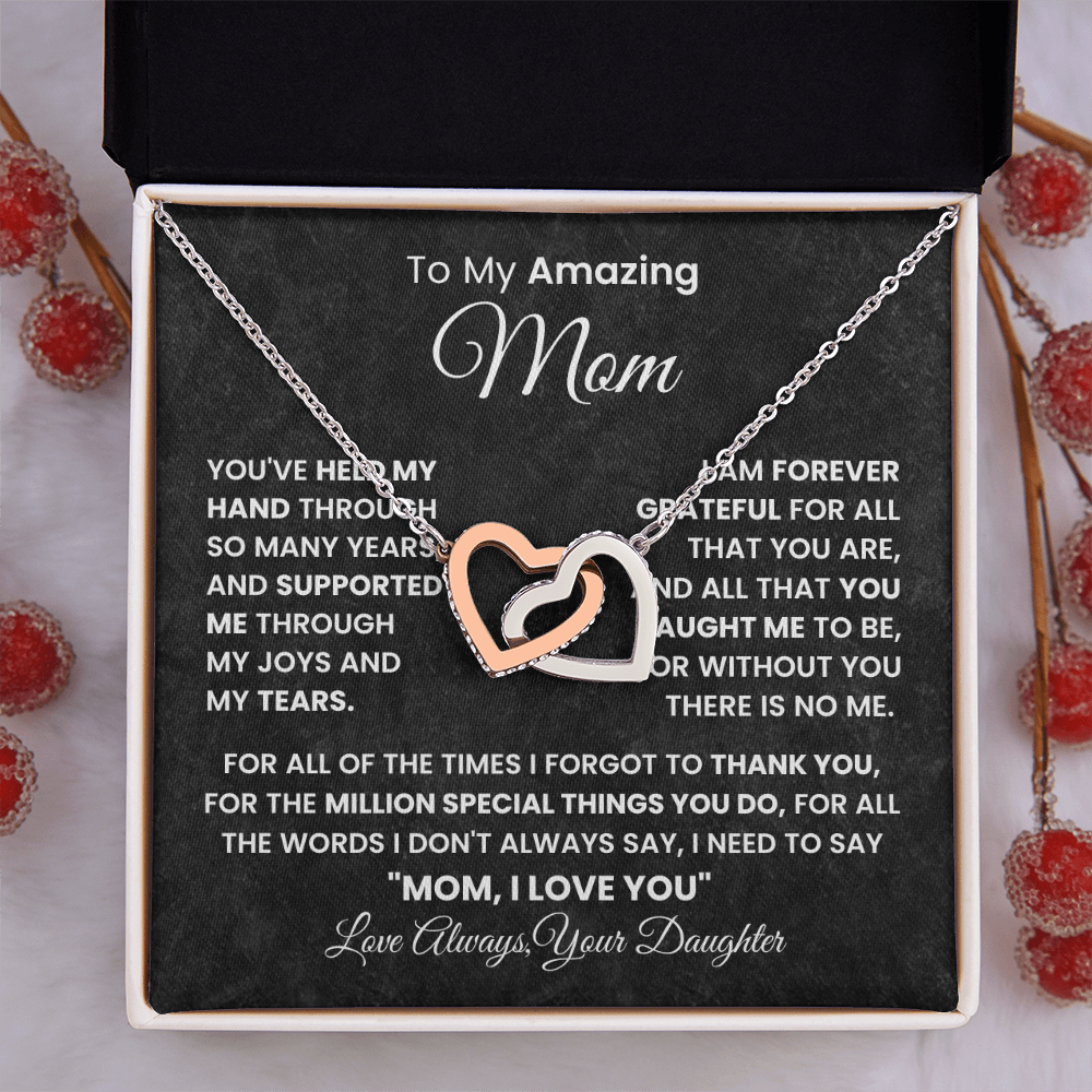 Gift For Mom - To My Amazing Mom - Interlocking Hearts Necklaces
