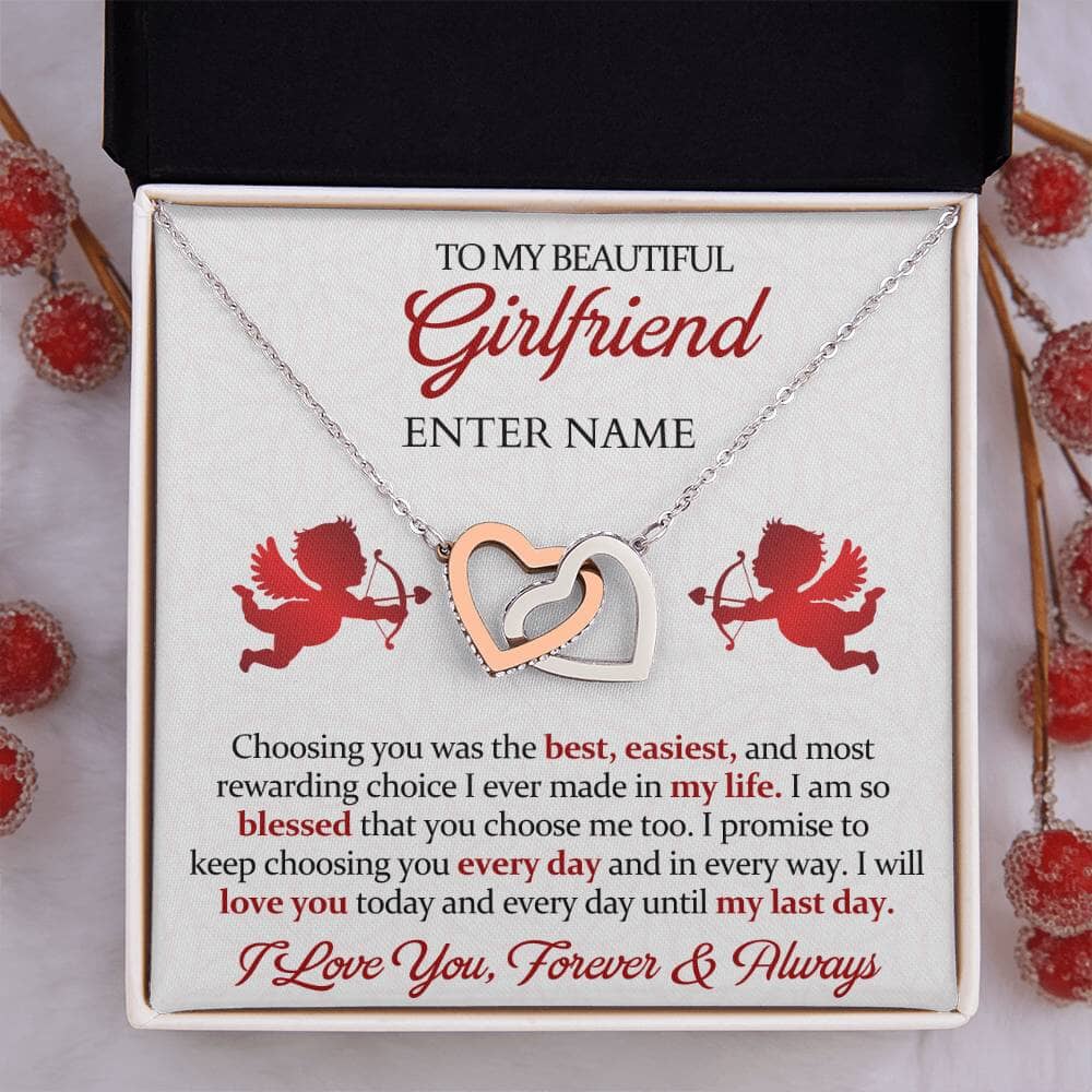 Gift For Girlfriend - I Will Love You Today and Every Day - Interlocking Hearts Necklaces - The Shoppers Outlet