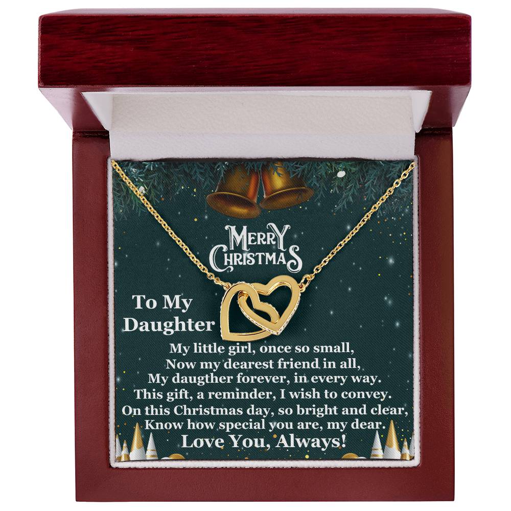 Daughter - Merry Christmas - My Little Girl - Interlocking Hearts Necklaces - The Shoppers Outlet