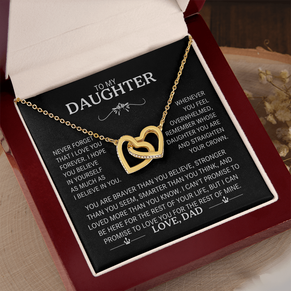 Gift For Daughter - Never Forget That I Love You - Interlocking Heart Necklace - The Shoppers Outlet
