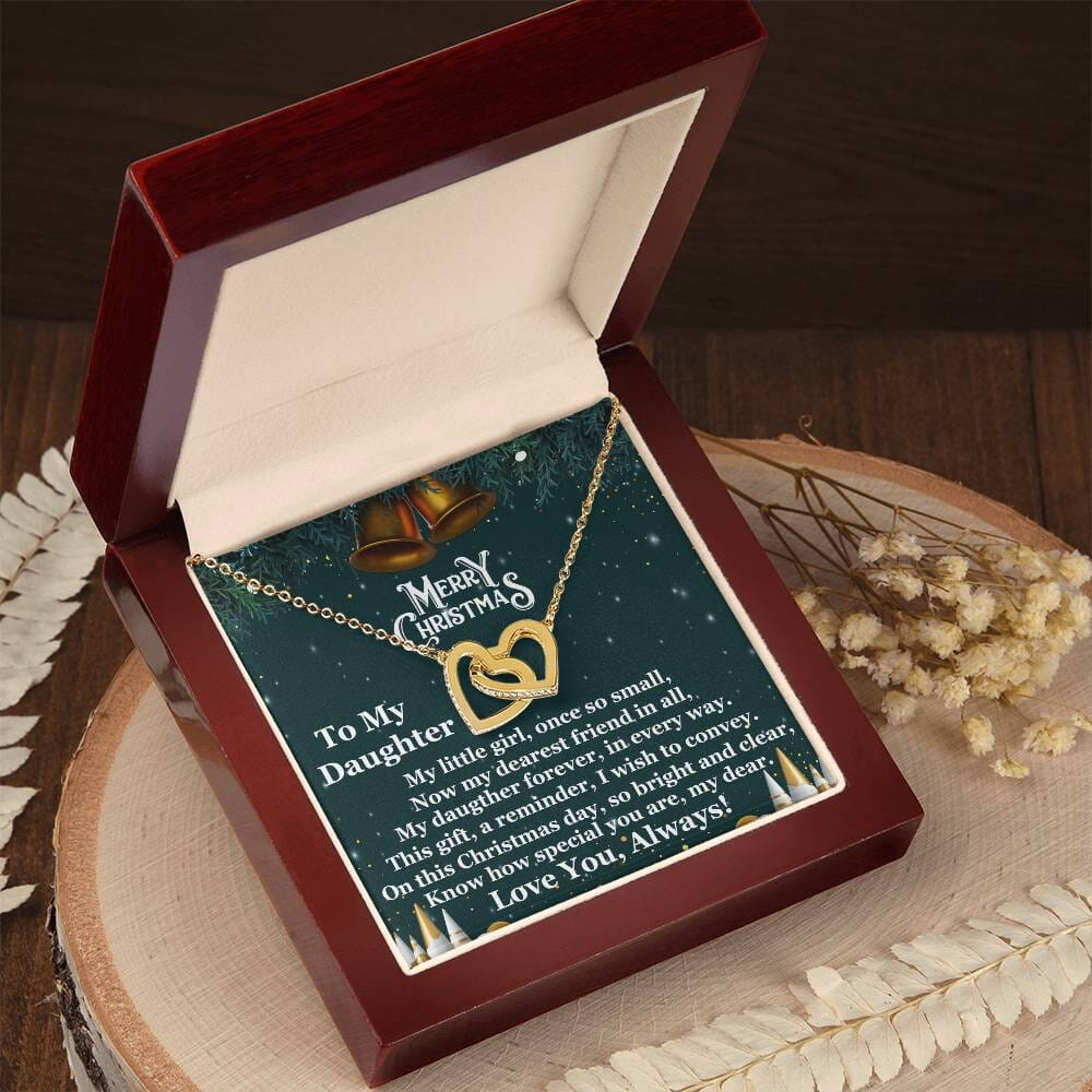 Daughter - Merry Christmas - My Little Girl - Interlocking Hearts Necklaces - The Shoppers Outlet