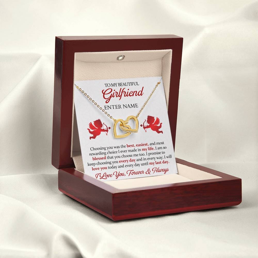 Gift For Girlfriend - I Will Love You Today and Every Day - Interlocking Hearts Necklaces - The Shoppers Outlet