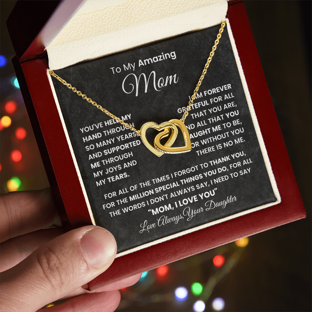 Gift For Mom - To My Amazing Mom - Interlocking Hearts Necklaces