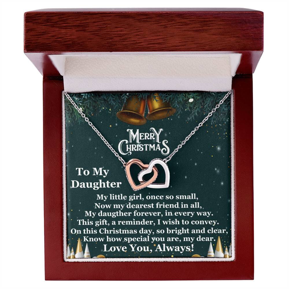 Daughter - Merry Christmas - My Little Girl - Interlocking Hearts Necklaces - The Shoppers Outlet