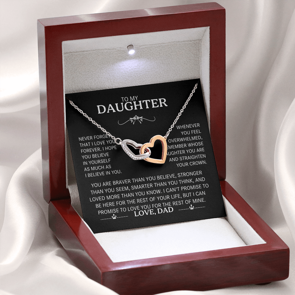 Gift For Daughter - Never Forget That I Love You - Interlocking Heart Necklace - The Shoppers Outlet