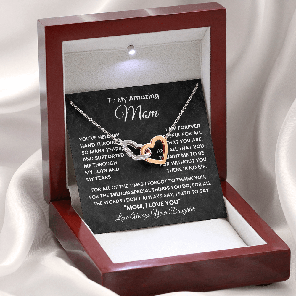 Gift For Mom - To My Amazing Mom - Interlocking Hearts Necklaces