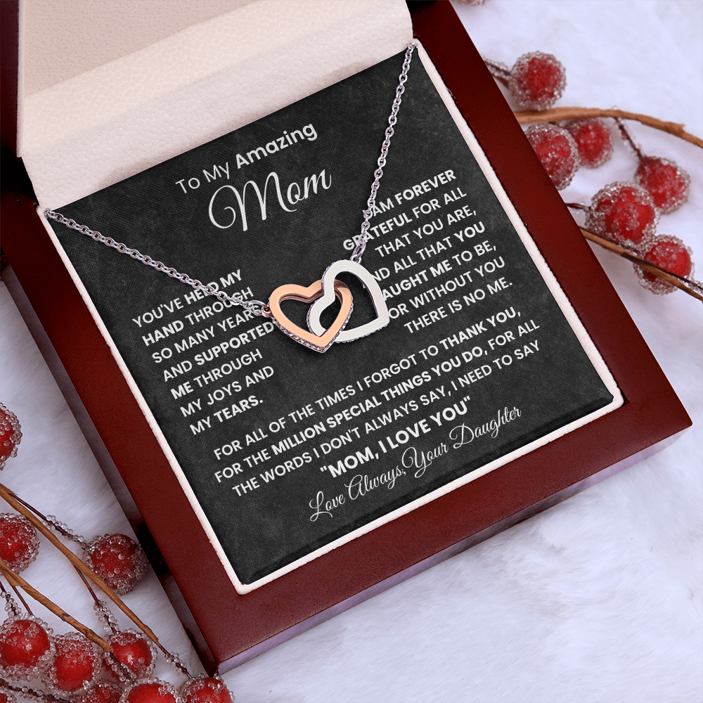 Gift For Mom - To My Amazing Mom - Interlocking Hearts Necklaces