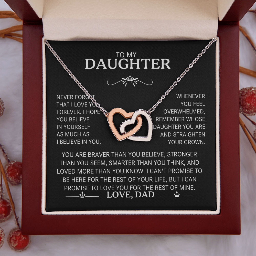 Gift For Daughter - Never Forget That I Love You - Interlocking Heart Necklace - The Shoppers Outlet