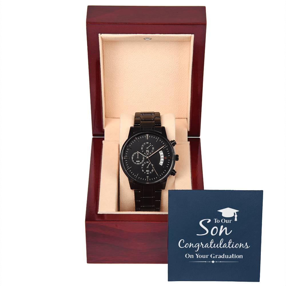 Gift For Son - Congratulations On Your Graduation - Black Chronograph Watch - The Shoppers Outlet