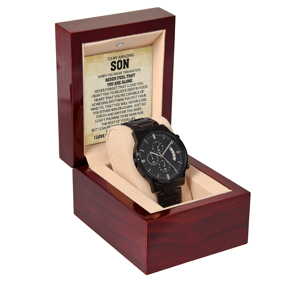 Gift For Son - When You Wear This Watch - Black Chronograph Watch - The Shoppers Outlet