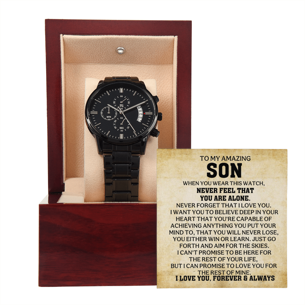 Gift For Son - When You Wear This Watch - Black Chronograph Watch - The Shoppers Outlet