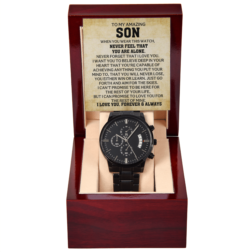 Gift For Son - When You Wear This Watch - Black Chronograph Watch - The Shoppers Outlet