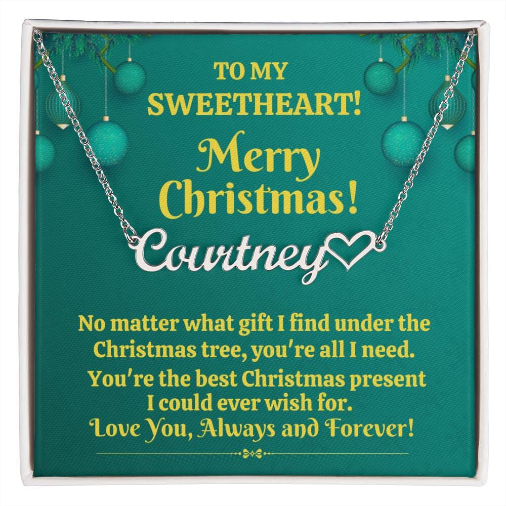 Gift For Sweetheart - The Best Christmas Present - Merry Christmas - Personalized Heart Name Necklaces - The Shoppers Outlet