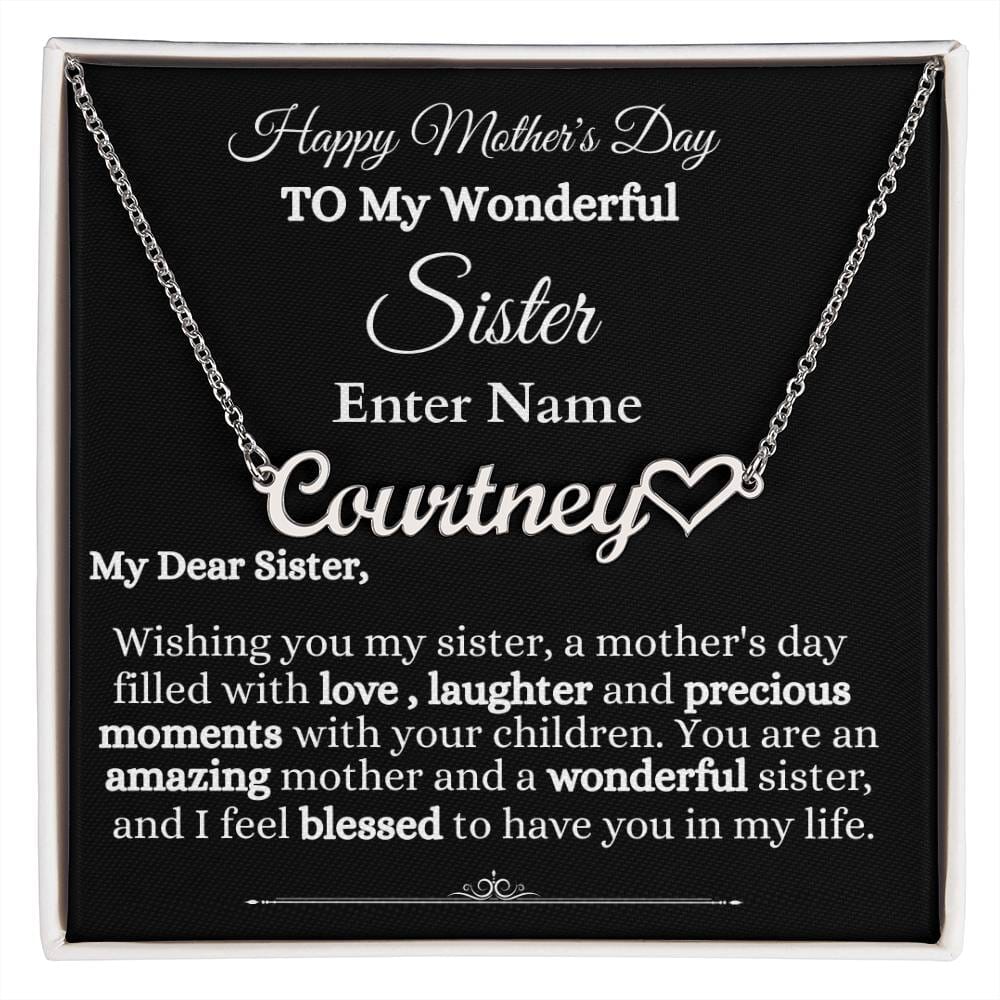 Gift For Sister - To My Wonderful Sister - PERSONALIZED GIFT- Heart Name Necklaces - The Shoppers Outlet