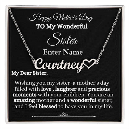 Gift For Sister - To My Wonderful Sister - PERSONALIZED GIFT- Heart Name Necklaces - The Shoppers Outlet
