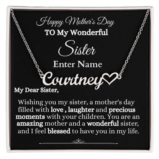 Gift For Sister - To My Wonderful Sister - PERSONALIZED GIFT- Heart Name Necklaces - The Shoppers Outlet