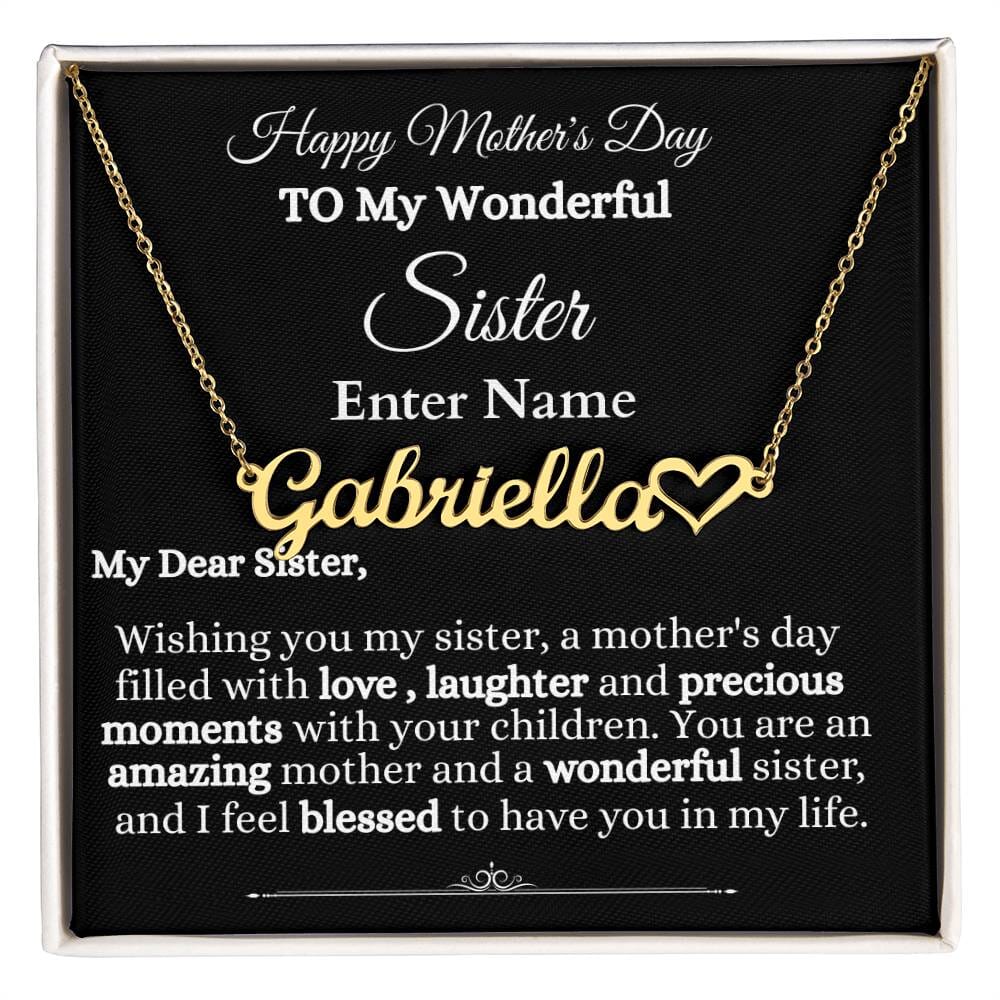 Gift For Sister - To My Wonderful Sister - PERSONALIZED GIFT- Heart Name Necklaces - The Shoppers Outlet